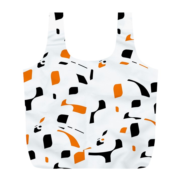 Orange, white and black pattern Full Print Recycle Bags (L) 