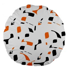 Orange, white and black pattern Large 18  Premium Flano Round Cushions