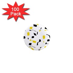 Yellow, black and white pattern 1  Mini Magnets (100 pack) 