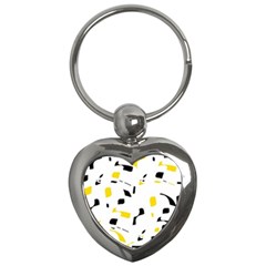 Yellow, black and white pattern Key Chains (Heart) 