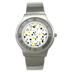 Yellow, black and white pattern Stainless Steel Watch