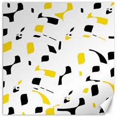 Yellow, black and white pattern Canvas 16  x 16  