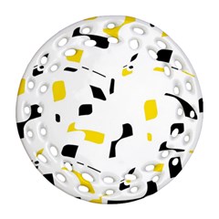 Yellow, black and white pattern Ornament (Round Filigree) 