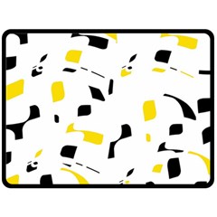 Yellow, black and white pattern Double Sided Fleece Blanket (Large) 