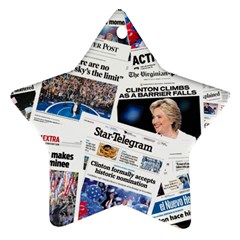 Hillary 2016 Historic Newspaper Collage Ornament (star)  by blueamerica