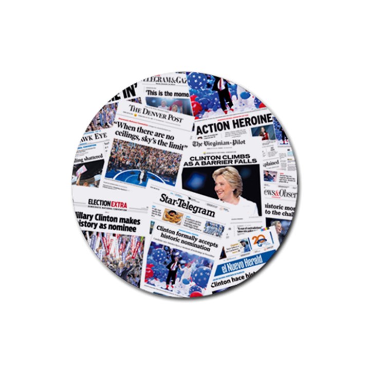 Hillary 2016 Historic Newspaper Collage Rubber Coaster (Round) 