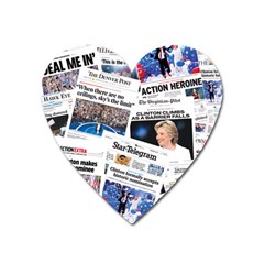 Hillary 2016 Historic Newspaper Collage Heart Magnet by blueamerica