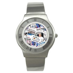 Hillary 2016 Historic Newspaper Collage Stainless Steel Watch by blueamerica