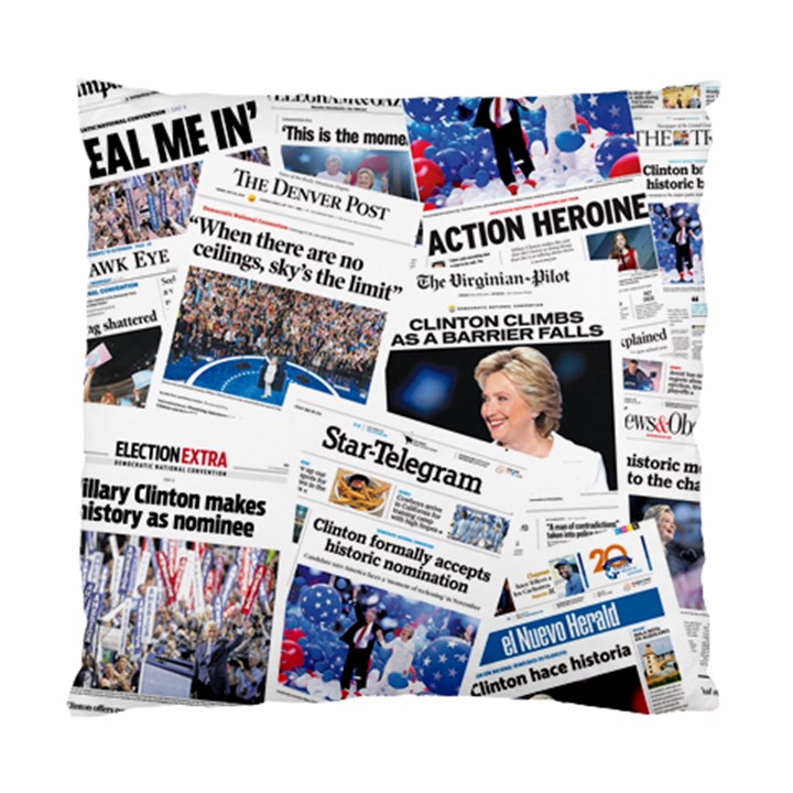 Hillary 2016 Historic Newspaper Collage Standard Cushion Case (Two Sides)