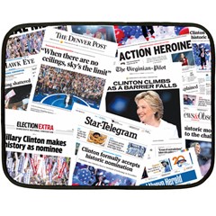 Hillary 2016 Historic Newspaper Collage Double Sided Fleece Blanket (mini)  by blueamerica