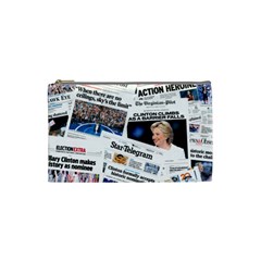 Hillary 2016 Historic Newspaper Collage Cosmetic Bag (small)  by blueamerica