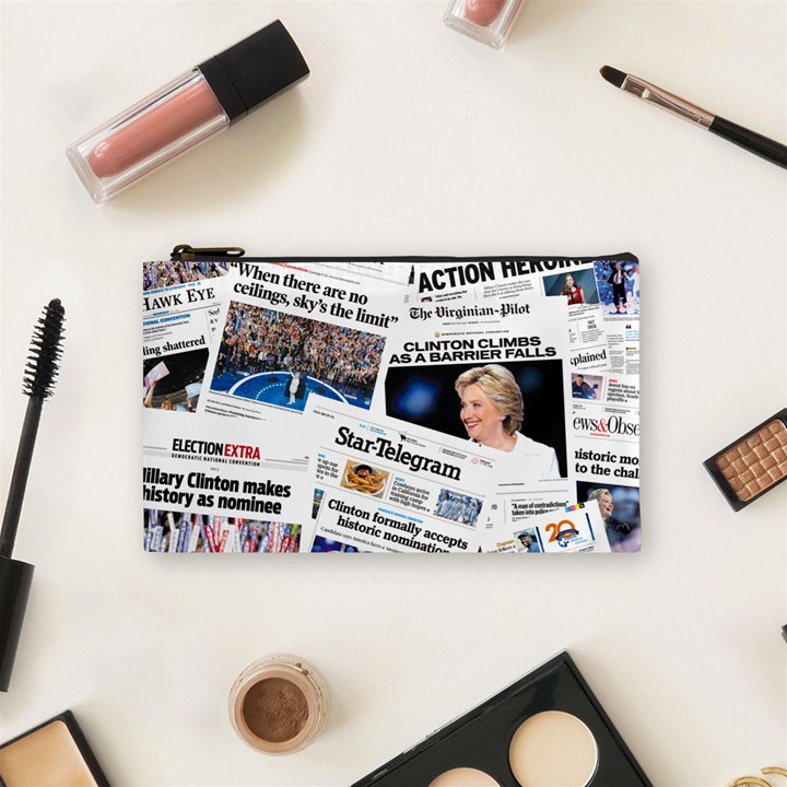 Hillary 2016 Historic Newspaper Collage Cosmetic Bag (Small) 