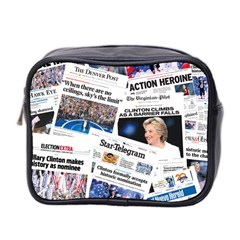 Hillary 2016 Historic Newspaper Collage Mini Toiletries Bag 2-side