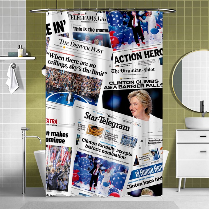 Hillary 2016 Historic Newspaper Collage Shower Curtain 48  x 72  (Small) 