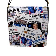 Hillary 2016 Historic Newspaper Collage Flap Messenger Bag (l)  by blueamerica