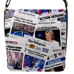 Hillary 2016 Historic Newspaper Collage Flap Messenger Bag (s) by blueamerica