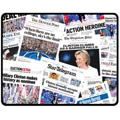 Hillary 2016 Historic Newspaper Collage Double Sided Fleece Blanket (medium) 