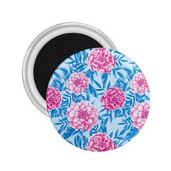 Blue & Pink Floral 2 25  Magnets by TanyaDraws