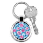 Blue & Pink Floral Key Chains (Round)  Front