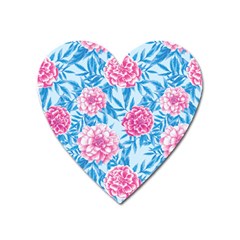 Blue & Pink Floral Heart Magnet by TanyaDraws