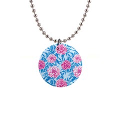 Blue & Pink Floral Button Necklaces by TanyaDraws