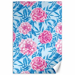 Blue & Pink Floral Canvas 20  X 30   by TanyaDraws