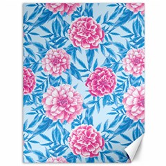 Blue & Pink Floral Canvas 36  X 48   by TanyaDraws