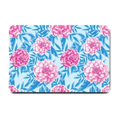 Blue & Pink Floral Small Doormat  by TanyaDraws