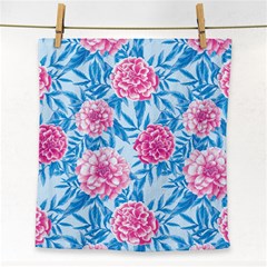 Blue & Pink Floral Face Towel by TanyaDraws