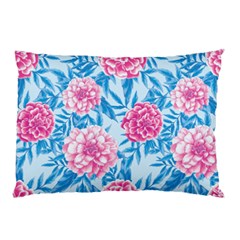 Blue & Pink Floral Pillow Case by TanyaDraws