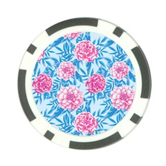 Blue & Pink Floral Poker Chip Card Guards (10 Pack)  by TanyaDraws