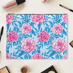 Blue & Pink Floral Cosmetic Bag (xl) by TanyaDraws