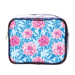 Blue & Pink Floral Mini Toiletries Bags by TanyaDraws