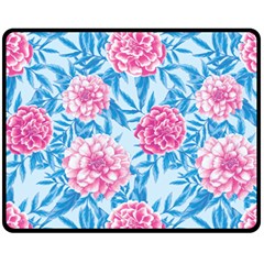 Blue & Pink Floral Fleece Blanket (medium) 