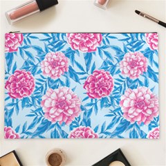 Blue & Pink Floral Cosmetic Bag (xxl)  by TanyaDraws