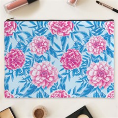 Blue & Pink Floral Cosmetic Bag (xxxl)  by TanyaDraws