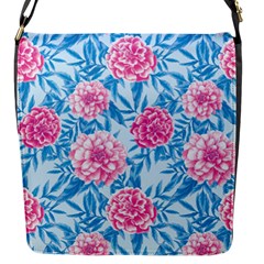 Blue & Pink Floral Flap Messenger Bag (s) by TanyaDraws