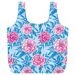 Blue & Pink Floral Full Print Recycle Bags (l)  by TanyaDraws