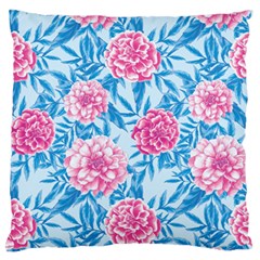 Blue & Pink Floral Standard Flano Cushion Case (one Side) by TanyaDraws