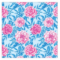 Blue & Pink Floral Large Satin Scarf (square) by TanyaDraws