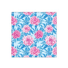 Blue & Pink Floral Satin Bandana Scarf by TanyaDraws