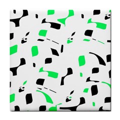 Green, Black And White Pattern Tile Coasters by Valentinaart