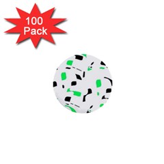 Green, Black And White Pattern 1  Mini Buttons (100 Pack)  by Valentinaart