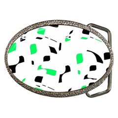 Green, Black And White Pattern Belt Buckles