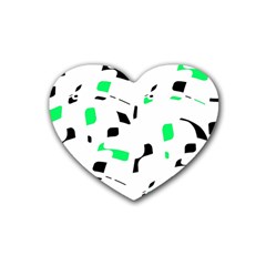 Green, Black And White Pattern Heart Coaster (4 Pack)  by Valentinaart