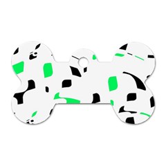 Green, Black And White Pattern Dog Tag Bone (two Sides)