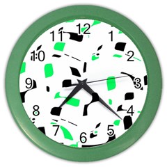 Green, Black And White Pattern Color Wall Clocks by Valentinaart