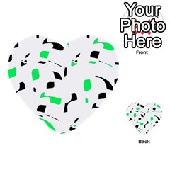 Green, Black And White Pattern Multi-purpose Cards (heart) 