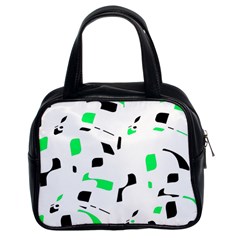 Green, Black And White Pattern Classic Handbags (2 Sides) by Valentinaart