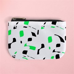 Green, Black And White Pattern Mini Coin Purses by Valentinaart